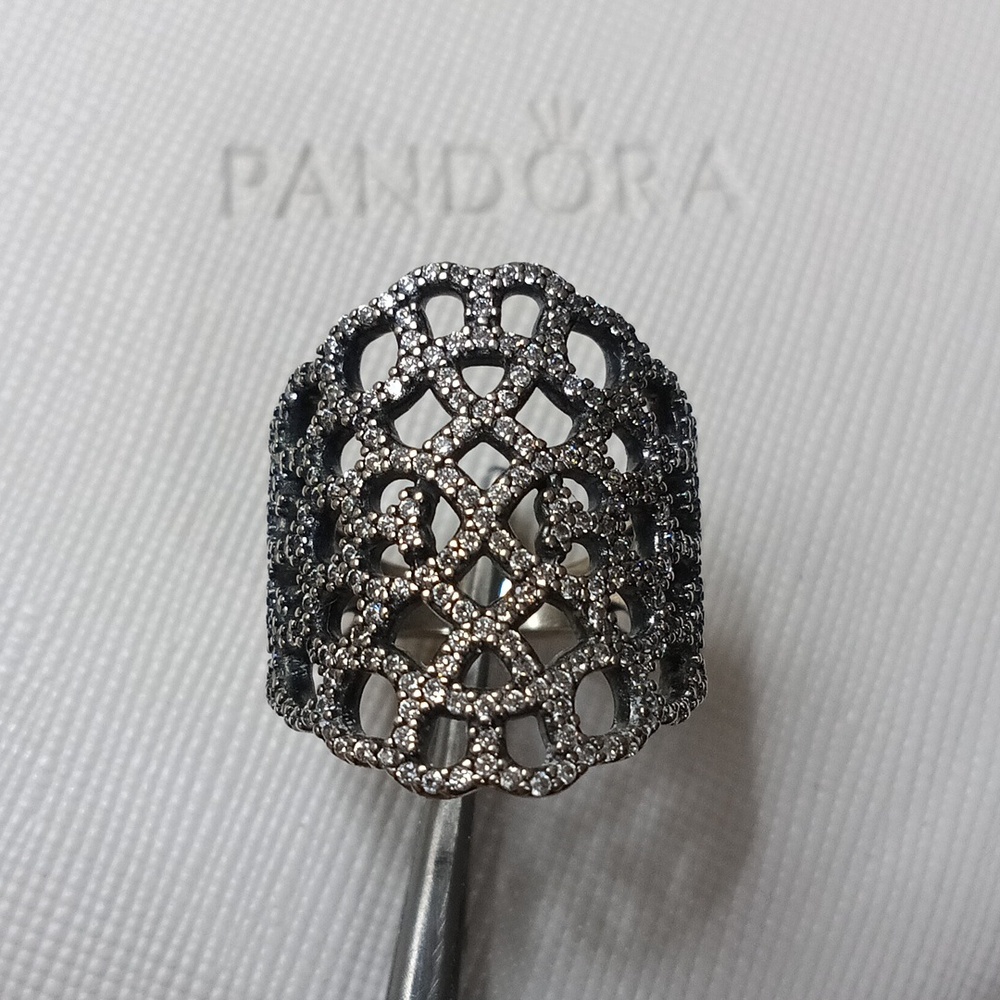 Pandora Auth. Vintage Stirling Silver Shimmering Lace Ring